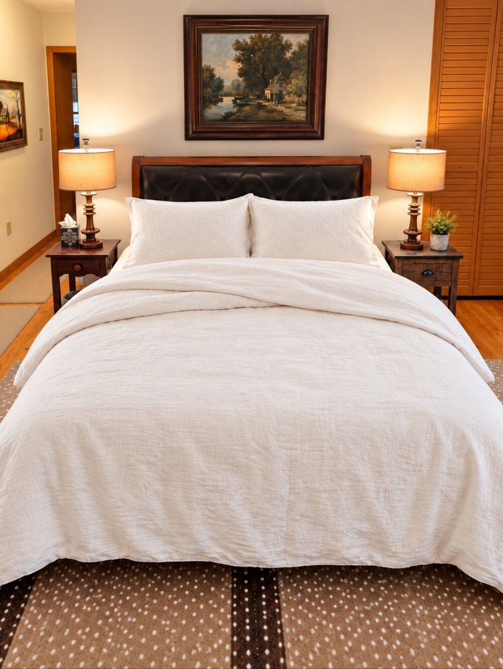 Nicole Miller Home 100% Linen Ivory Duvet Cover Designer Bedding